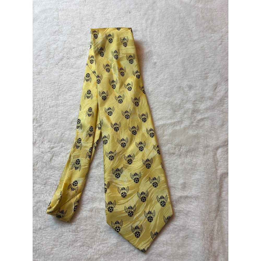 Air Force Association AFA Mens Silk Tie Yellow Black Winged Star Logo Handmade